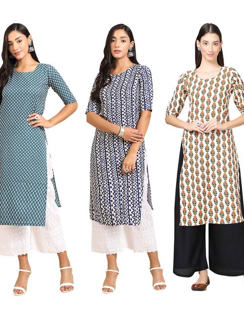 pack off 3 printed straight kurta - 19401560 - Very Small Image - 1
