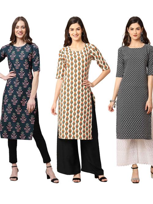 pack off 3 printed straight kurta - 19401611 - Very Small Image - 1