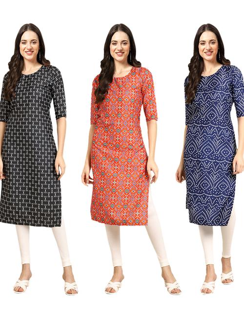 pack of 3 printed straight kurta - 19401822 - Very Small Image - 1