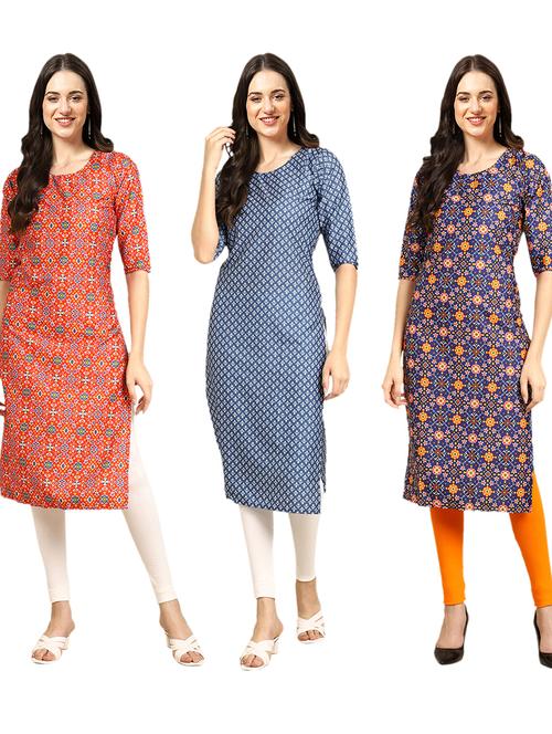 pack of 3 printed straight kurta - 19401828 - Very Small Image - 1