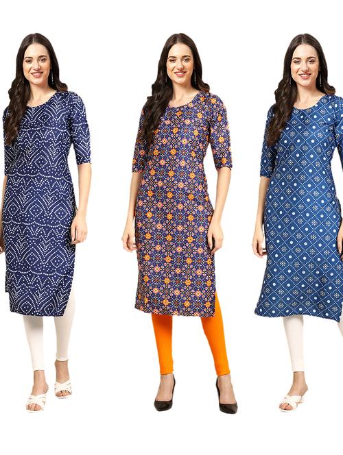 pack of 3 printed straight kurta - 19401834 - Very Small Image - 1