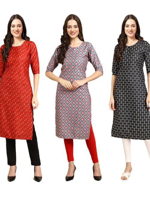 pack of 3 printed straight kurta - 19401855 - Very Small Image - 1
