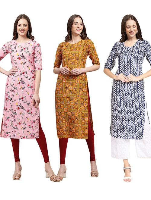 pack of 3 printed straight kurta - 19401887 - Very Small Image - 1