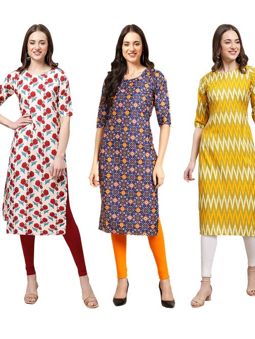 pack of 3 printed straight kurta - 19401898 - Very Small Image - 1