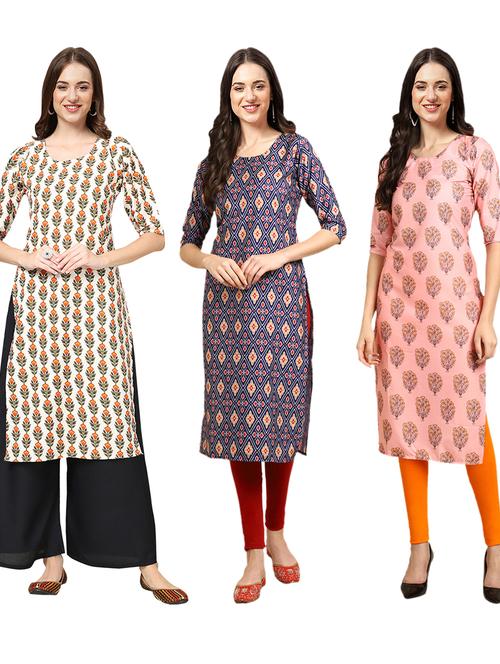 pack of 3 printed straight kurta - 19401924 - Very Small Image - 1