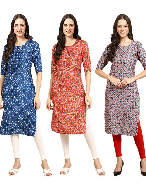 pack of 3 printed straight kurta - 19401927 - Very Small Image - 1