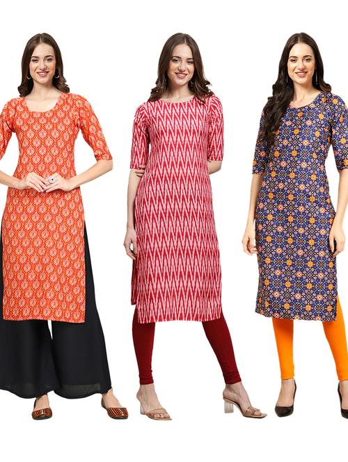 pack of 3 printed straight kurta - 19401928 - Very Small Image - 1
