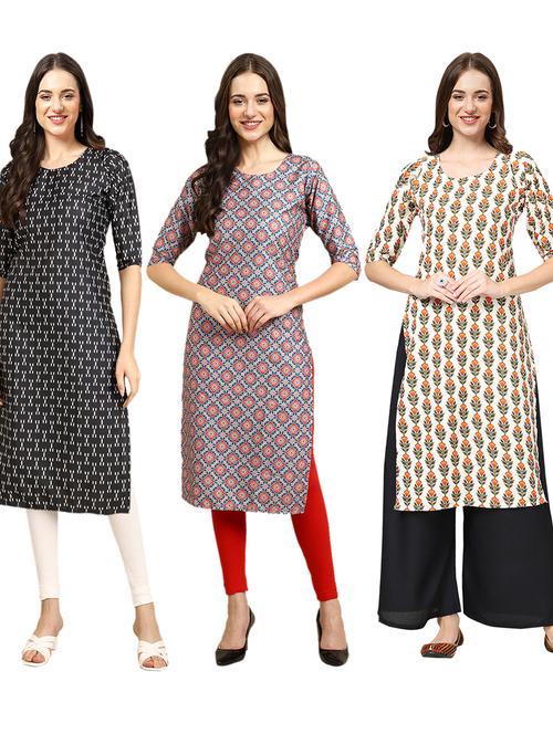 pack of 3 printed straight kurta - 19401939 - Very Small Image - 1