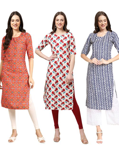pack of 3 printed straight kurta - 19401941 - Very Small Image - 1