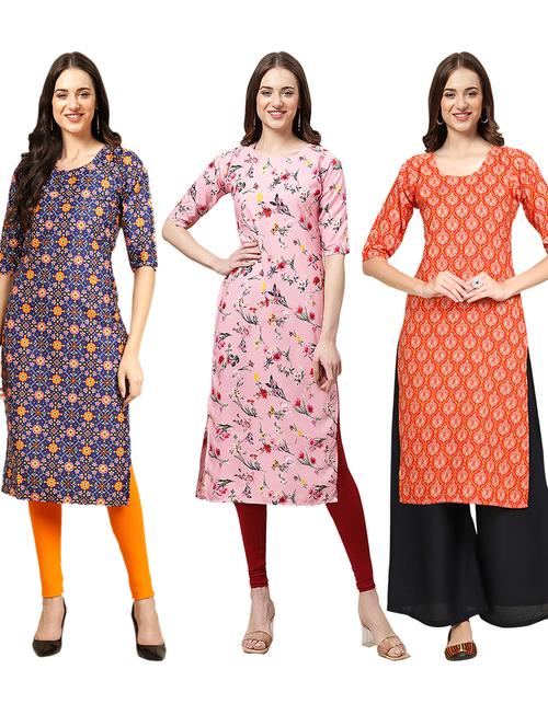 pack of 3 printed straight kurta - 19401952 - Very Small Image - 1