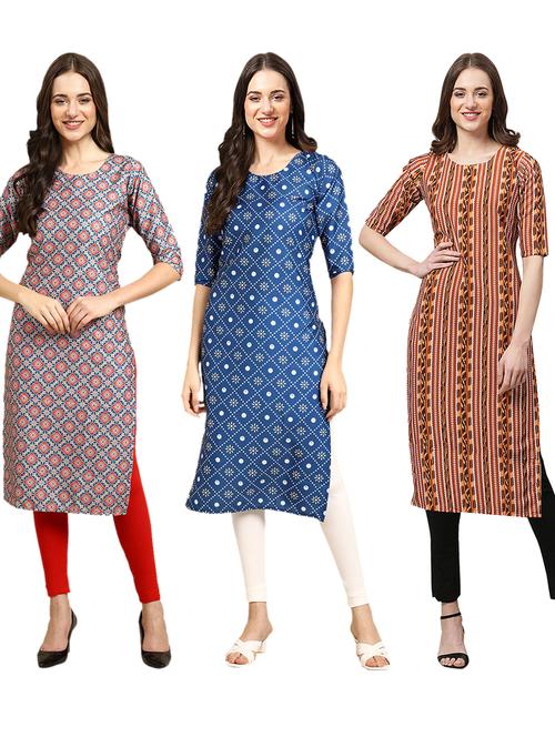 pack of 3 printed straight kurta - 19401957 - Very Small Image - 1