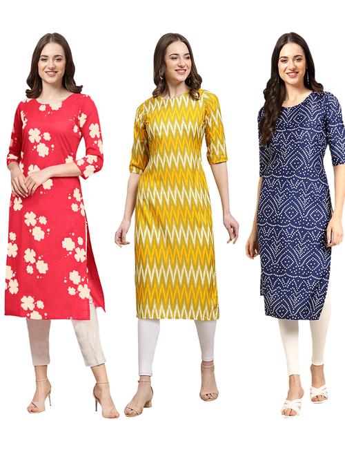 pack of 3 printed straight kurta - 19401958 - Very Small Image - 1