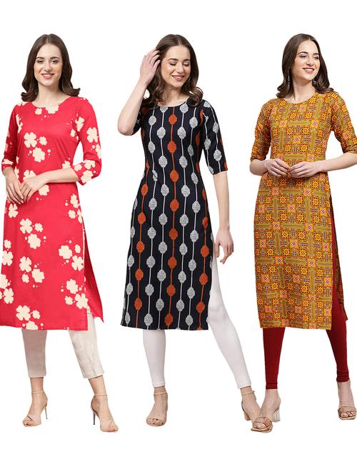 pack of 3 printed straight kurta - 19401959 - Very Small Image - 1