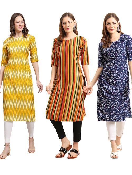 pack of 3 printed straight kurta - 19401965 - Very Small Image - 1
