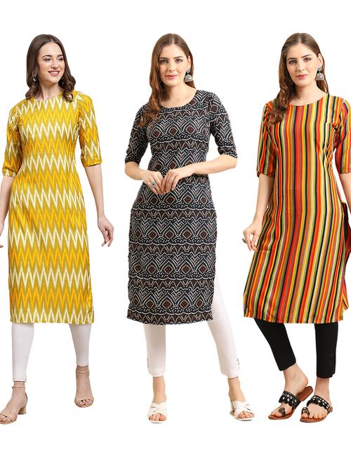 pack of 3 printed straight kurta - 19401967 - Very Small Image - 1