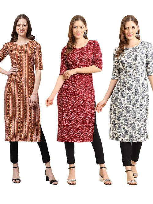 pack of 3 printed straight kurta - 19402028 - Very Small Image - 1