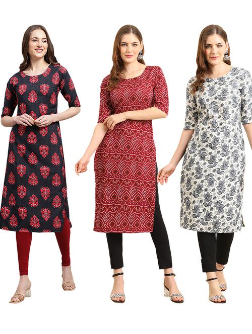 pack of 3 printed straight kurta - 19402032 - Very Small Image - 1