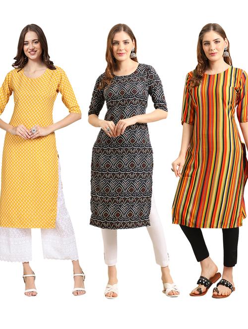 pack of 3 printed straight kurta - 19402047 - Very Small Image - 1