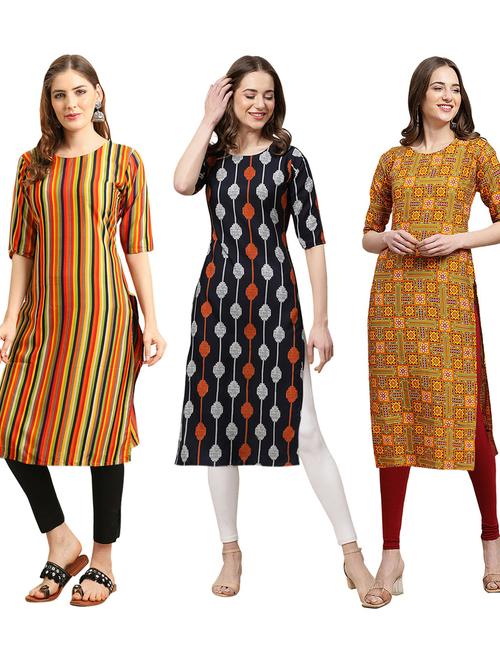 pack of 3 printed straight kurta - 19402061 - Very Small Image - 1