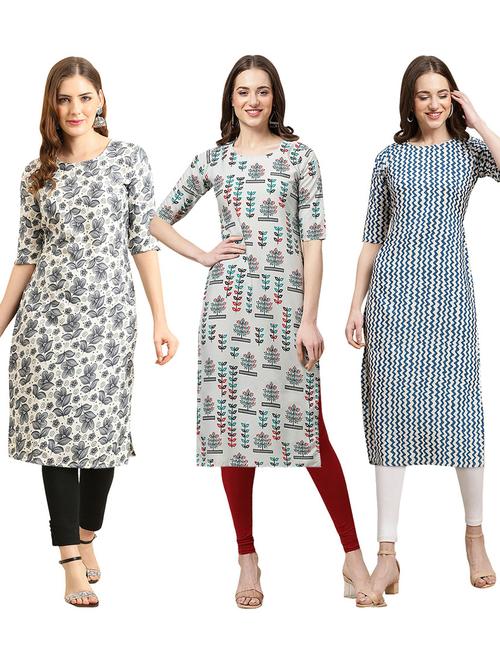 pack of 3 printed straight kurta - 19402068 - Very Small Image - 1
