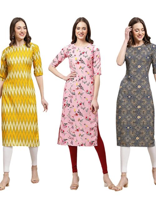 pack of 3 printed straight kurta - 19402090 - Very Small Image - 1