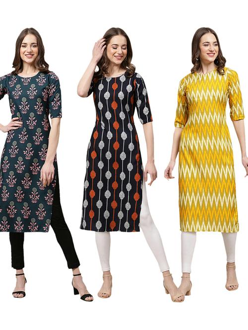 pack of 3 printed straight kurta - 19402106 - Very Small Image - 1