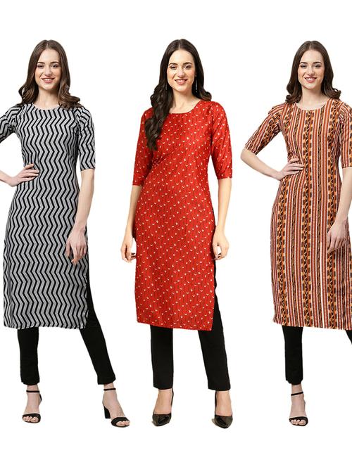 pack of 3 printed straight kurta - 19402111 - Very Small Image - 1