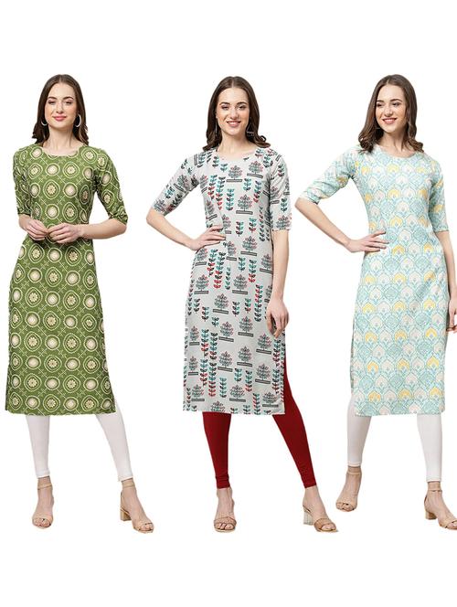 pack of 3 printed straight kurta - 19402115 - Very Small Image - 1