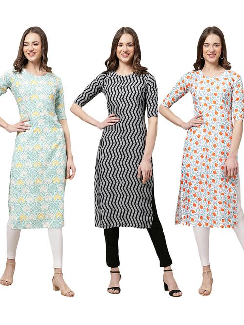 pack of 3 printed straight kurta - 19402131 - Very Small Image - 1