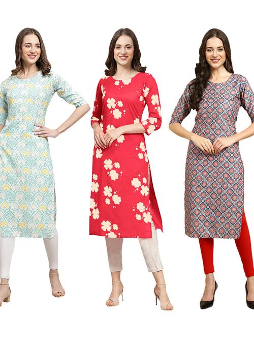 pack of 3 printed straight kurta - 19402132 - Very Small Image - 1