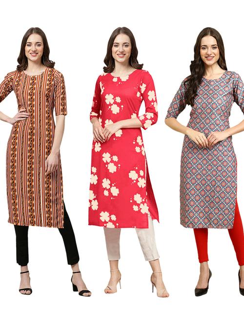 pack of 3 printed straight kurta - 19402135 - Very Small Image - 1