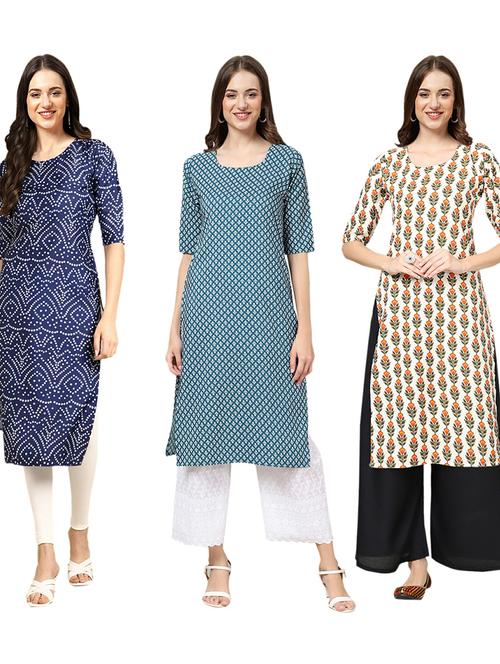 pack of 3 printed straight kurta - 19402183 - Very Small Image - 1