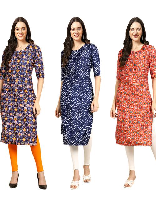 pack of 3 printed straight kurta - 19402192 - Very Small Image - 1
