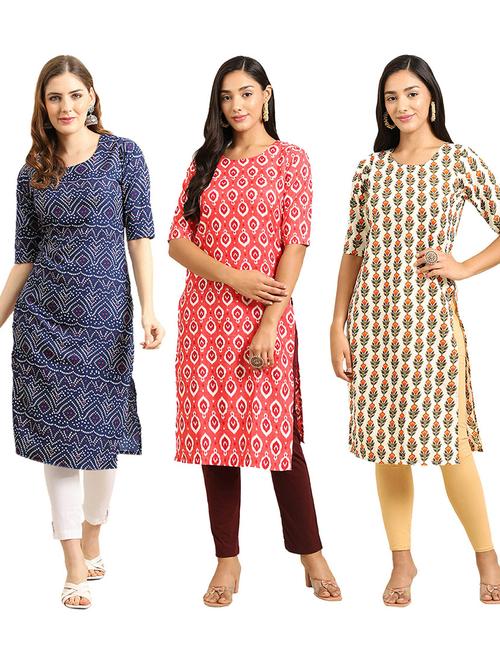pack of 3 printed straight kurta - 19402396 - Very Small Image - 1