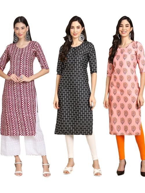 pack of 3 printed straight kurta - 19402408 - Very Small Image - 1
