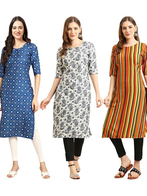 pack of 3 printed straight kurta - 19402504 - Very Small Image - 1