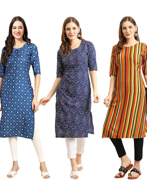 pack of 3 printed straight kurta - 19402507 - Very Small Image - 1