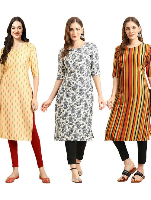 pack of 3 printed straight kurta - 19402524 - Very Small Image - 1