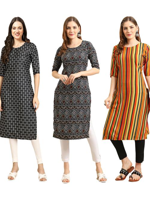 pack of 3 printed straight kurta - 19402529 - Very Small Image - 1