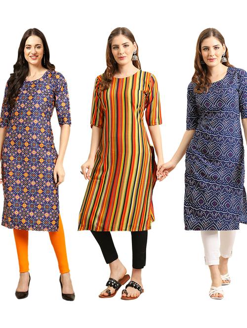 pack of 3 printed straight kurta - 19402552 - Very Small Image - 1