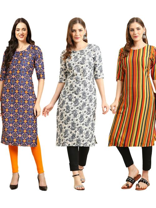 pack of 3 printed straight kurta - 19402553 - Very Small Image - 1
