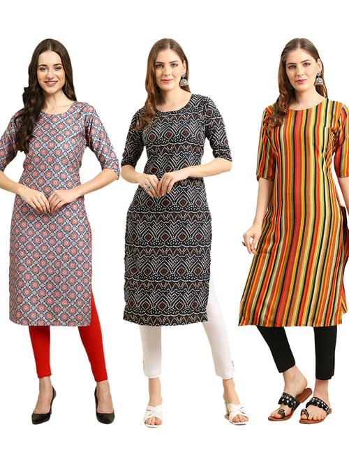 pack of 3 printed straight kurta - 19402564 - Very Small Image - 1