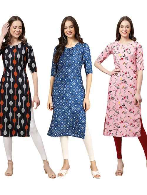 pack of 3 printed straight kurta - 19402591 - Very Small Image - 1