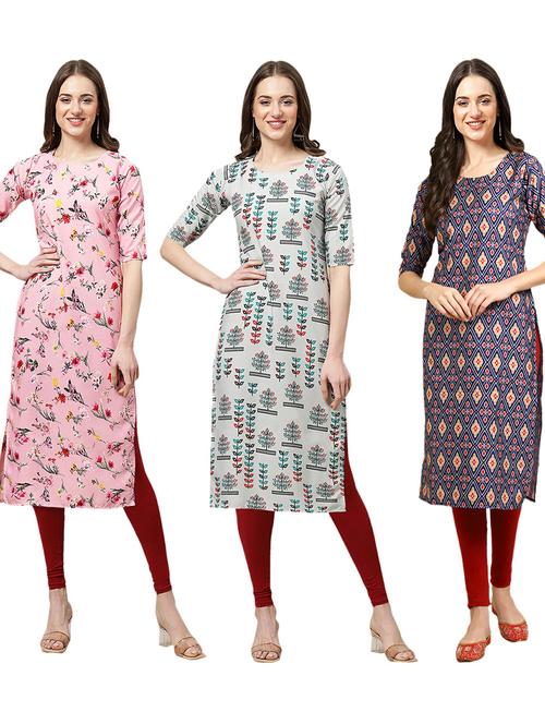 pack of 3 printed straight kurta - 19402627 - Very Small Image - 1