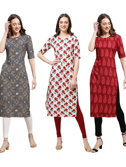 pack of 3 printed straight kurta - 19402636 - Very Small Image - 1