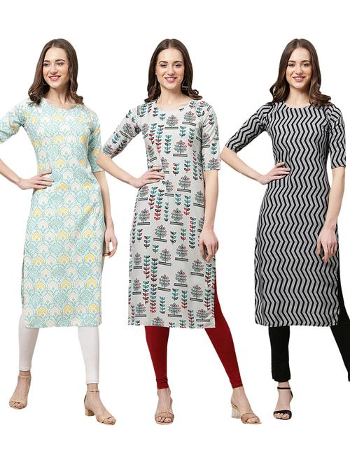 pack of 3 printed straight kurta - 19402643 - Very Small Image - 1