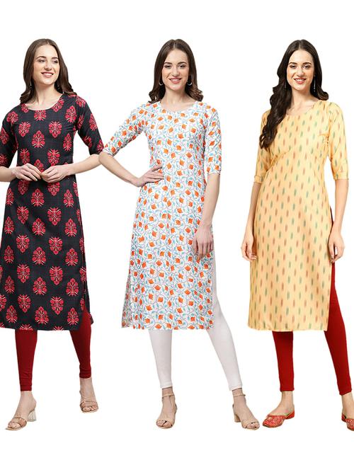 pack of 3 printed straight kurta - 19402651 - Very Small Image - 1