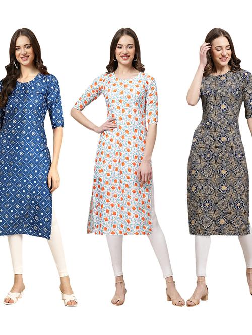 pack of 3 printed straight kurta - 19402655 - Very Small Image - 1