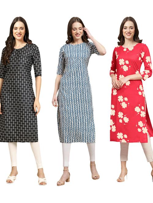 pack of 3 printed straight kurta - 19402666 - Very Small Image - 1