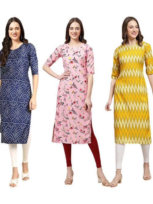 pack of 3 printed straight kurta - 19402676 - Very Small Image - 1